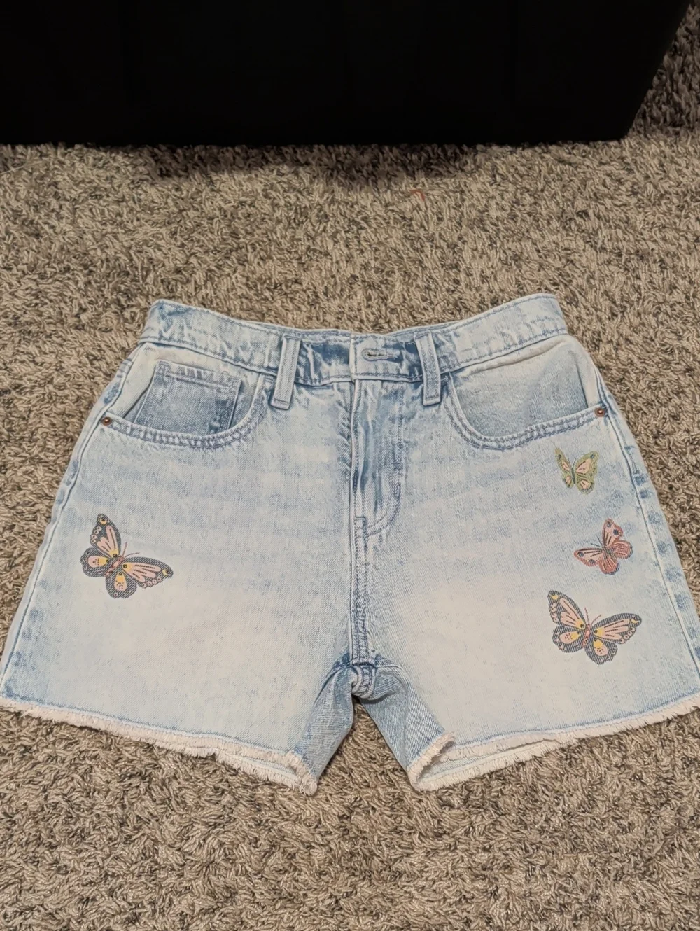 Old Navy Light Wash Denim Shorts with Butterfly Appliqués